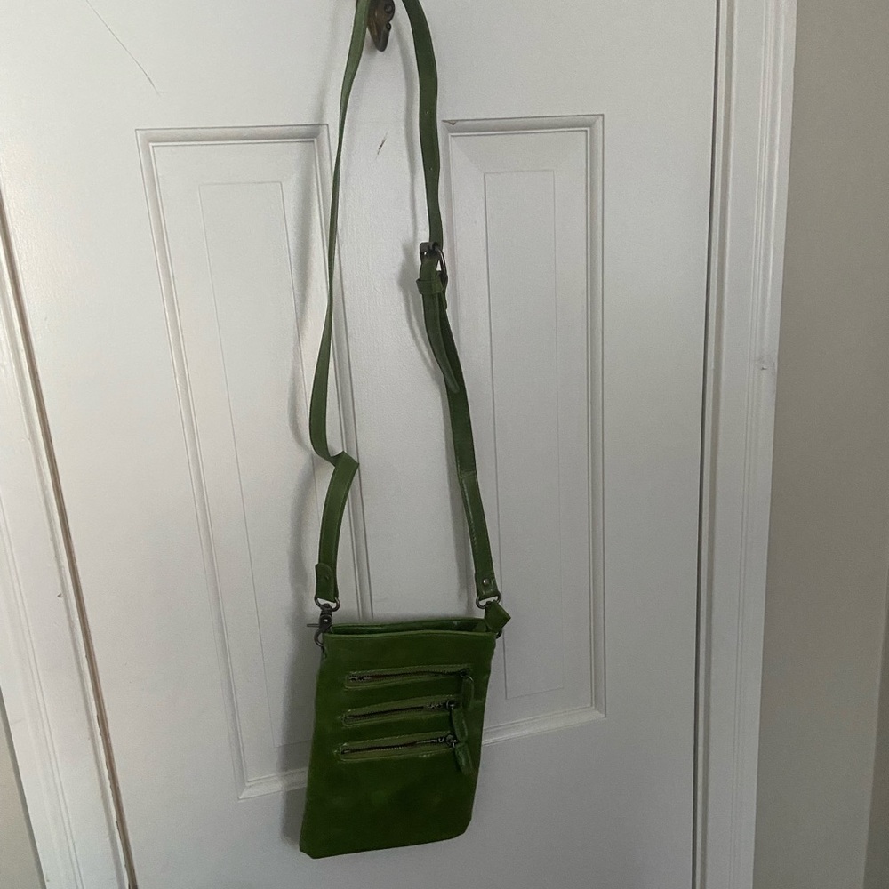 Green Leather Crossbody